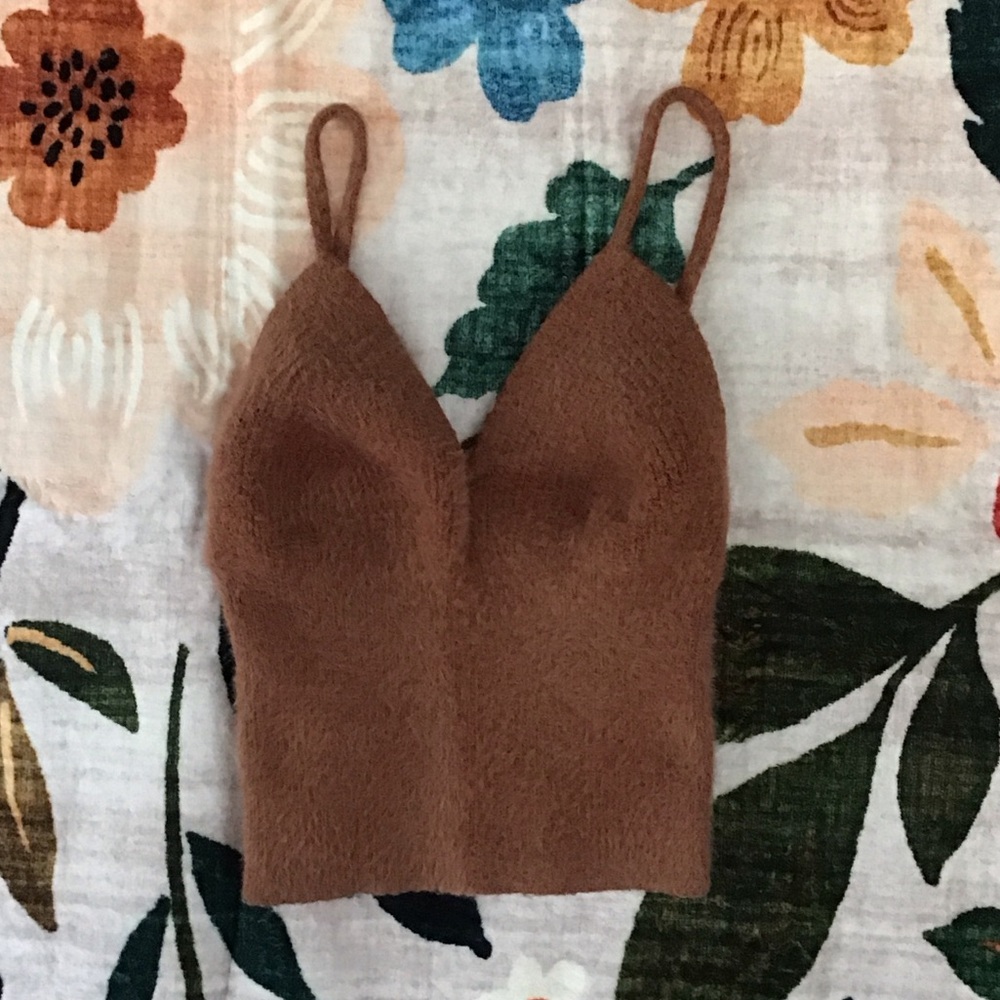 Brown Knit Sleeveless Top